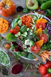 Colorful salad with assorted fresh vegetables.